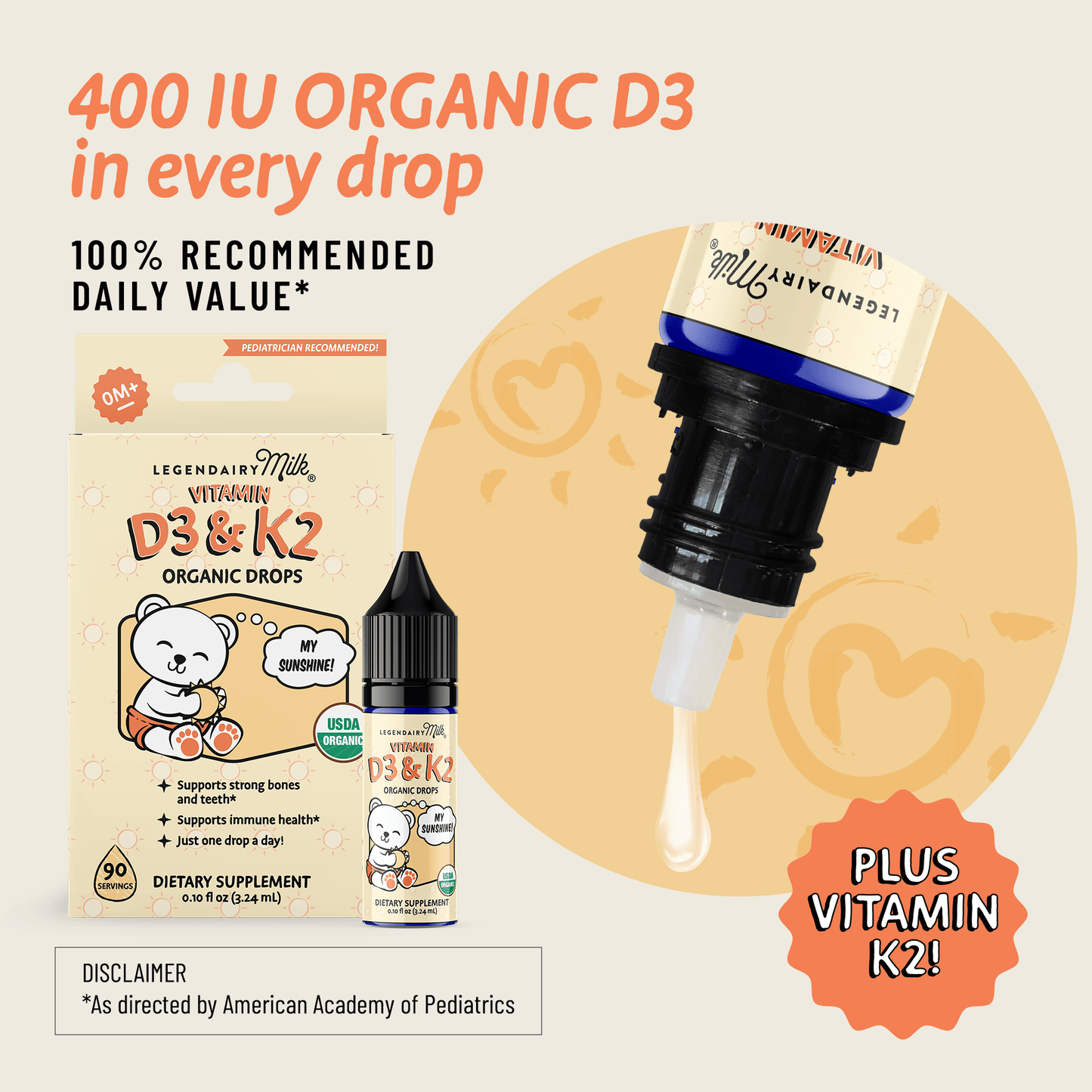 Organic Baby and Toddler D3&K2 Drops - Legendairy Milk