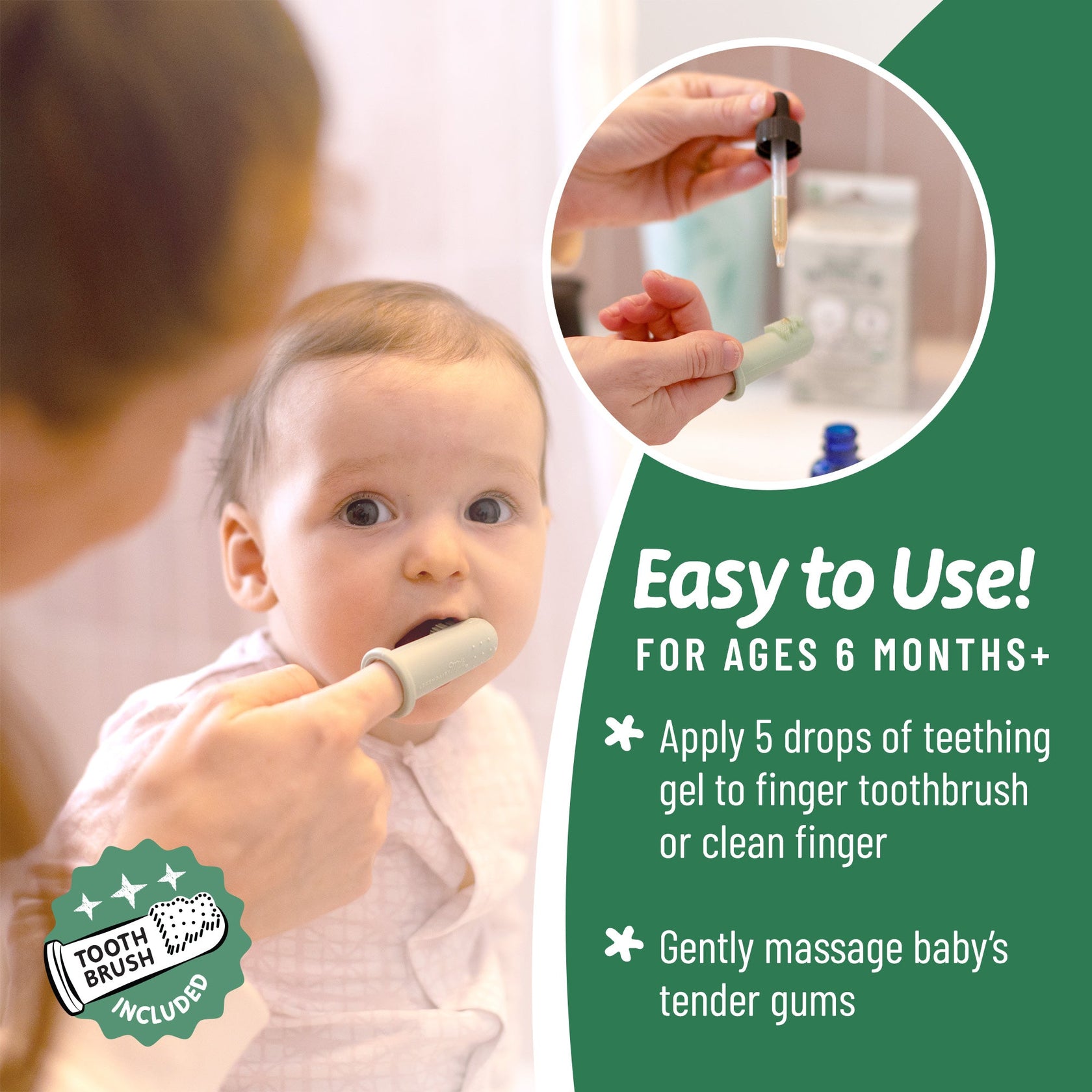 Organic Teething Gel and Toothbrush | Teething Support for Baby ...